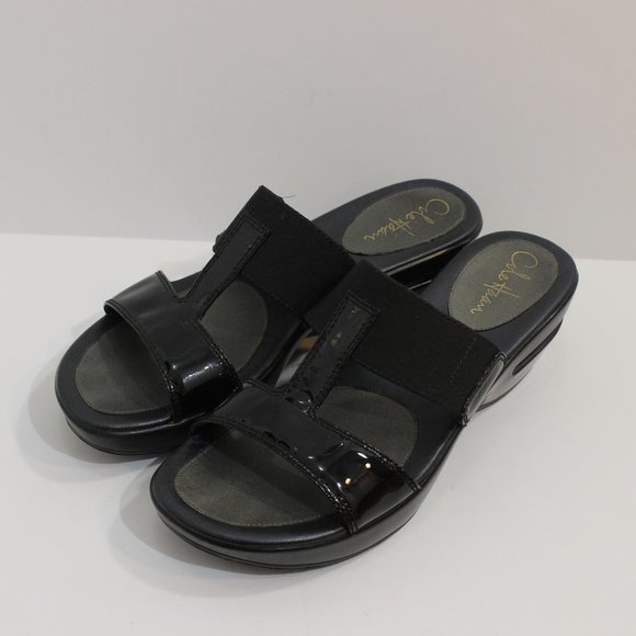 COLE HAAN Black Chunky Patent Leather Sandal 9 - Picture 12 of 12